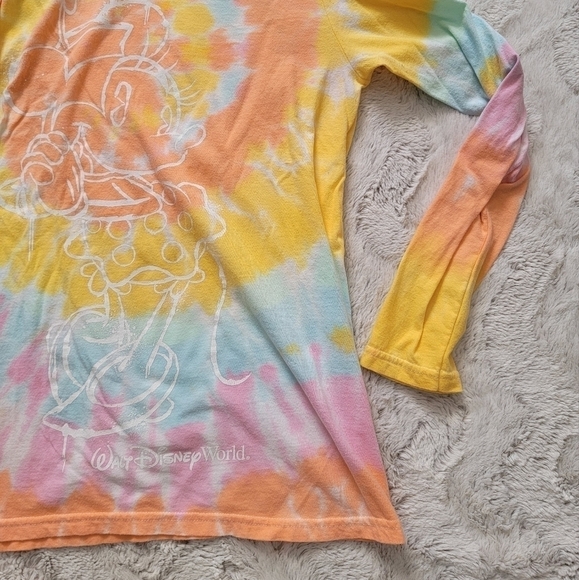 Disney Parks Minnie Mouse Flower Hat TieDye Cotton Drawstring Hoodie Sz S - Picture 6 of 10